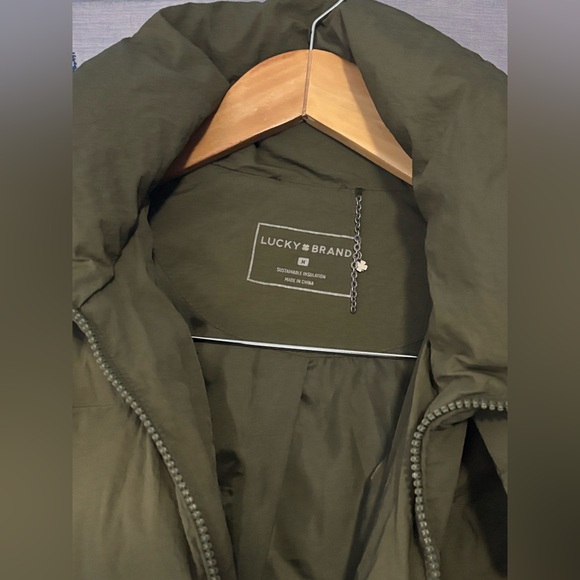 {Lucky Brand} army green puffer jacket women's size M - Picture 2 of 9